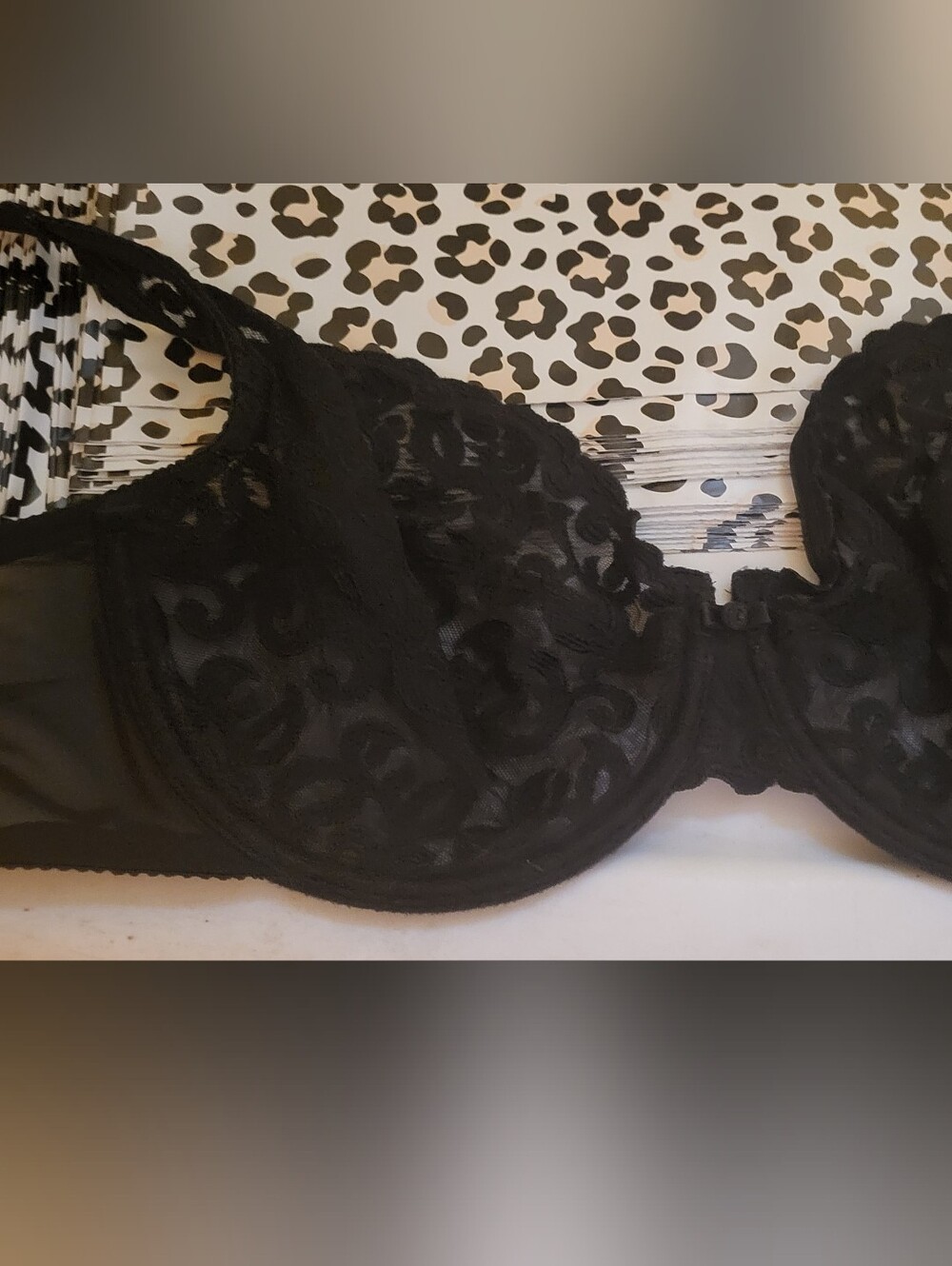 Wacoal Black Lace Underwire Bra with Floral Embroidery